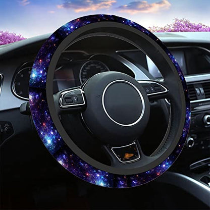 Swono Galaxy Purple Car Steering Wheel Covers Abstract Beautiful Space with Star Women Men Interior Accessories Universal 15 Inch Steering Steering Wheel Protector Anti-Skid Grips - color: multi-053