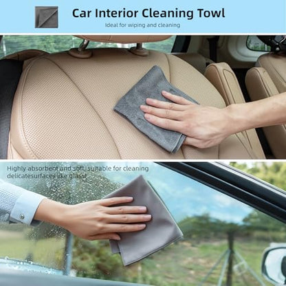 TICARVE 9Pcs Car Interior Detailing Kit - Car Cleaning Brushes, Universal Gel, Microfiber Towel and Storage Bag for Dashboard, Air Vents, Keyboard & Electronics - size: 9 Pack