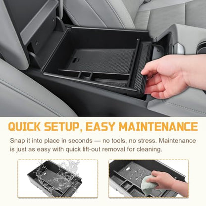 Center Console Organizer Compatible with 2025 2026 Nissan Murano SV/SL/Platinum Accessories, Custom-fit Armrest Storage Box Double-Layer Insert Tray Secondary Compartment Coin Holder ABS