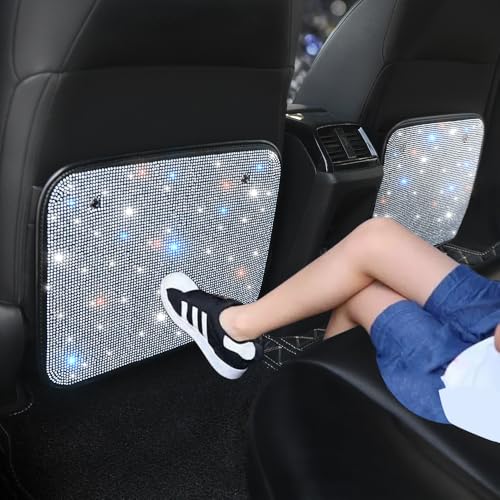 Bling Rhinestone Kick Mats Back Seat Protectors - Premium Car Seat Back Protector with Crystal Diamonds, Fits Most Cars - Stylish Car Interior Decor Accessories for Women & Girls White 2Pcs - color: White 2 Pcs