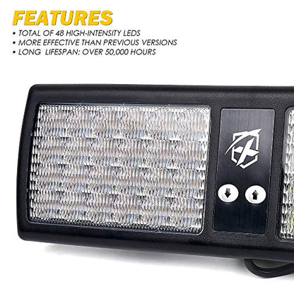 Xprite White Blue LED Visor Strobe Flashing Lights Sunshield Hazard Warning Light for Law Enforcement Police Volunteer Firefighter Emergency Vehicles Trucks Cars - color: White & Blue