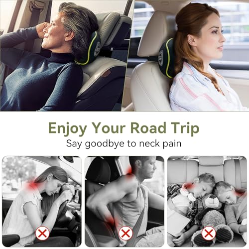 SPRFUFLY Really Chic Car Headrest Pillow, Car Pillow for Driving with Adjustable Strap, 100% Memory Foam Neck Pillow, Ergonomic Design - 2 Pack Car Neck Pillow(Includes 2 Eye Masks, Yellow Side Rope) - color: Pack of 2/Yellow Side Rope/Really Chic
