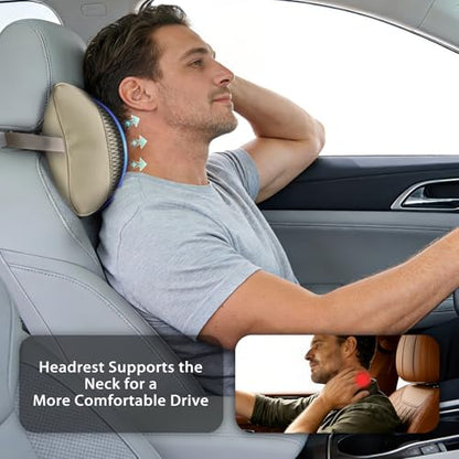 2 Pack Car Neck Pillow Soft Breathable Mesh Headrest Pillows for Driving Support, Universal Fit for Most Car Seats Decor Accessories（Off White）