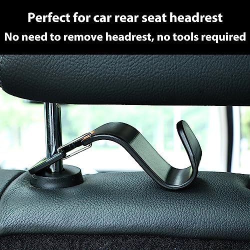 Car Seat Headrest Hooks, Car Organizer Hanger Storage Hooks for Handbags Purses Groceries Backpack Coat 4 Pack (Black) - color: Black