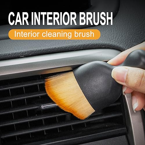 GaRhomxy Car Detailing Brushes, Car Interior Dust Sweeping Soft Brush, Soft Bristles Brush Cleaning Tool for Automotive Dashboard, Air Conditioner Vents, Computer, Scratch Free(Yellow) - color: Yellow