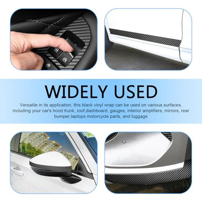 Car Door Edge Guard, 2.7 inch × 23 FT 3D Carbon Fiber Txture Door Sill Protector, Anti-Collision Anti-Scratch Car Wrap Film, Universal Sill Protector for Most Cars (Black)