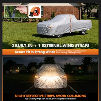 Car Cover Waterproof All-Weather,Heavy-Duty Outdoor Full Exterior Automobiles Truck(Length 211-228 inch) with Windshield Sun Shade Universal Fit Tacoma, Tundra, Titan, F-150, RAM 1500 etc - size: Fit Truck Length 211-228 inch(PK-L)