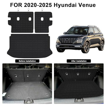 Cargo Liner for 2020-2025 2026 Hyundai Venue (Only Fit Upper Cargo Mat) & Backrest Mat,TPE All Weather Protection Car Trunk Mat Covering the Backrest Mat with Velcro Fastener Accessories - size: For 2020-2026 Venue Cargo Mat