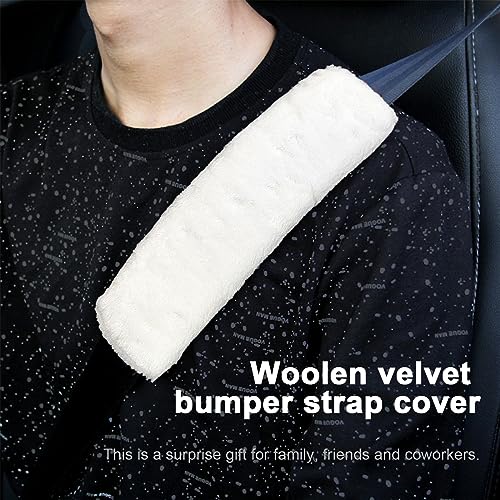 Ziciner 2 Packs Car Seatbelt Covers Shoulder Pad, Universal Soft Faux Sheepskin Shoulder Cover for Comfortable Driving, Fluffy Seat Belt Protector Help to Protect Your Neck and Shoulder (White) - color: White