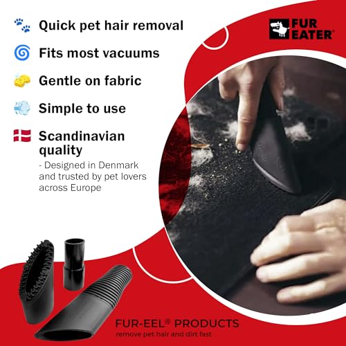 Fur-EEL Pet Hair Removal Tool for Car & Home | Universal Vacuum Attachment for Dog & Cat Hair | Fits 1-1/4" or 1-3/8" Hoses | Lint Remover with Soft Rubber Bristles | Easy to Clean & Reuse - color: Pro V.1.0