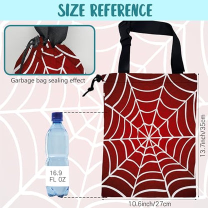 Car Garbage Bag Red and White Spider Web Drawstring Car Trash Bag Hanging for Back Seat with Adjustable Buckle Canvas Vehicle Trash Can Easy-to-Install - color: Red and White Spider Web
