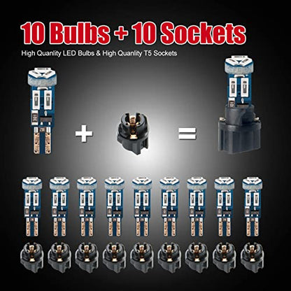 High Bright Deep Blue T5 37 74 PC74 PC37 LED Bulb with Twist Lock Socket for Dashboard Instrument Panel Gauge Cluster Light and Map Vanity Mirror Glove Box Indicator Light - color: Deep Blue
