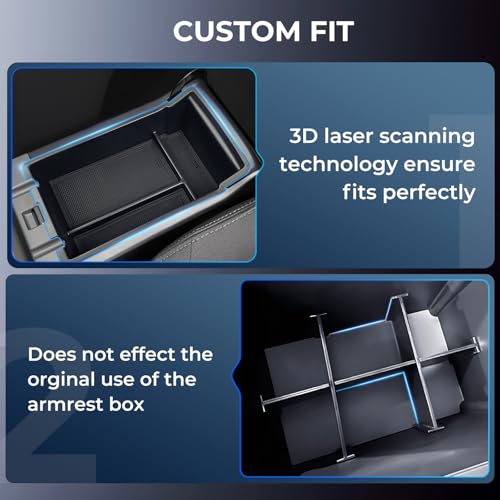 2PCS Center Console Organizer & Armrest Divider Set for Subaru Crosstrek/Impreza 2026 2025 2024, Custom Fit Dual-Layer Durable ABS Plastic Storage Box Insert Tray Interior Accessories, Black - style: 4) Fit for 2024-2026 Crosstrek/Impreza,A