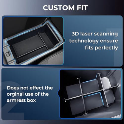 2PCS Center Console Organizer & Armrest Divider Set for Subaru Crosstrek/Impreza 2026 2025 2024, Custom Fit Dual-Layer Durable ABS Plastic Storage Box Insert Tray Interior Accessories, Black - style: 4) Fit for 2024-2026 Crosstrek/Impreza,A
