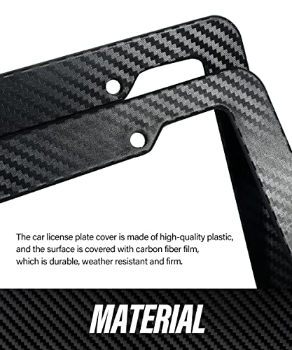 2 Packs Carbon Fiber License Plate Frame,Waterproof Plastic Number Plate Frames with Fasteners and Screws, Car Tag Cover Car Licenses Plate Covers,Universal License Plate Holder