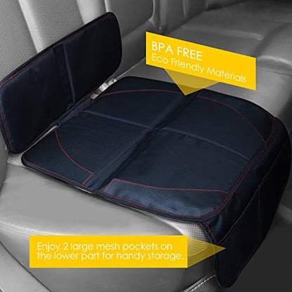 Car Seat Protector for Baby Child Car Seats - Auto Seat Cover Mat,Protective Non-Slip Waterproof Car Seat Cover Pad with Mesh Pockets (2 Pack)