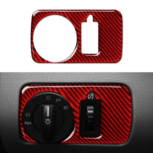 Car Headlight Switch Sticker Carbon Fiber Decal Interior Trim for Ford Mustang GT Shelby 2005 2006 2007 2008 2009 Accessories - color: Headlight Switch