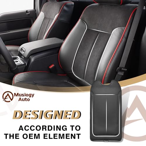 Muslogy Center Console Armrest Cover Fit for Ford F-150 F150 2009-2014 Accessories, Comfort Armrest Pad Console Lid Cushion Vegan Leather 1-Inch Extra Thick(Bucket Seat ONLY) - size: 2) 09-14 |F150| Bucket Seat, +Thick