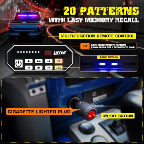 2x17.7 Emergency Flashing LED Traffic Advisor Strobe Light Bar Interior Safety Warning Lights for Construction Vehicles Snow Plow Tow Trucks(Red/Blue) - color: #05 Red/ Blue