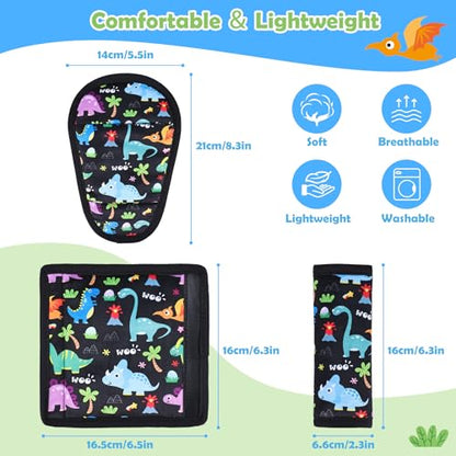 3 Pcs Car Seat Stroller Straps Pads for Baby, Soft Shoulder Strap and Crotch Covers, Universal Shoulder Straps Pads for Car Seat, Pushchair, High Chair (Dinosaur) - color: Dinosaur