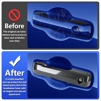 Car Chrome Carbon Fiber Style Door Handle Cover for Toyota Tacoma 2024 2025 2026 and Toyota 4Runner 2025 2026 Auto Exterior Decorations Accessories Side Pull Handles Protection Trim Panel