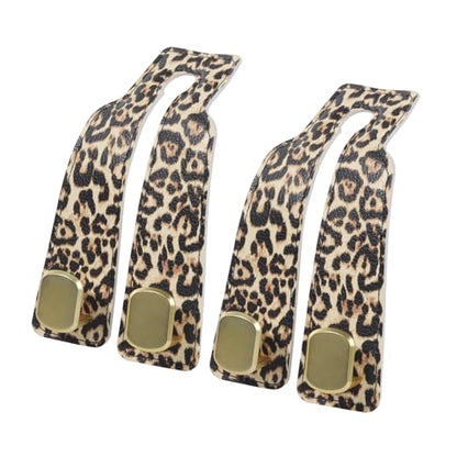 Purse and Bag Hook for Car, Zinc Alloy Seat Headrest Hooks, Upgraded Leather Car Seat Back Purses Hanger and Bags Holder (Leopard, 2Pack) - color: Leopard