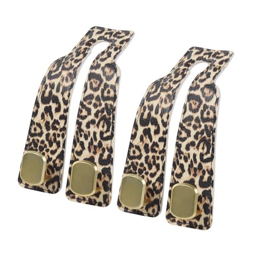 Purse and Bag Hook for Car, Zinc Alloy Seat Headrest Hooks, Upgraded Leather Car Seat Back Purses Hanger and Bags Holder (Leopard, 2Pack) - color: Leopard
