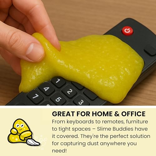 Slime Buddies Cleaning Slime | (3 Pack) 1 Lemon, 1 Apple, 1 Strawberry Scented Car Cleaning Gel | Car Interior, Cup Holder, & Keyboard Detailing Tool | Reusable Putty for Loose Dust & Dirt - color: 03 Pack Variety