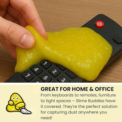 Slime Buddies Cleaning Slime | (3 Pack) 1 Lemon, 1 Apple, 1 Strawberry Scented Car Cleaning Gel | Car Interior, Cup Holder, & Keyboard Detailing Tool | Reusable Putty for Loose Dust & Dirt - color: 03 Pack Variety
