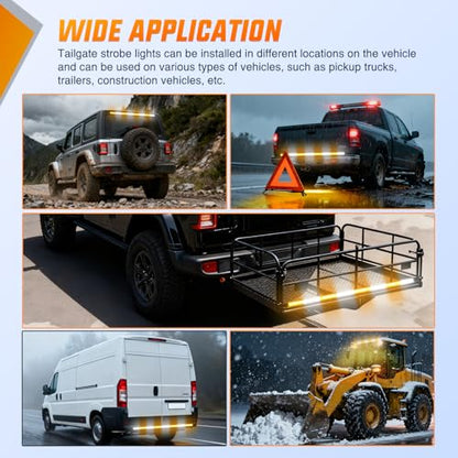 Nilight 60 Inch Emergency Strobe Light Strips with Controller, 384LED Flashing Warning Hazard Safety for Rear Window Tailgate on Truck Trailer Construction Plow Pickup Tow SUV Vehicles, Amber White - color: 60" Tailgte Strobe w/ Controller Amber White