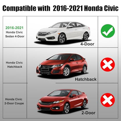 Window Molding Trim Seal for Honda Civic 2016-2021 Accessories, Outer Door Black Rubber Weather Stripping Belt, Replacement 72450-TEA-T01 (4PCS) - size: 2016-2021 Honda Civic