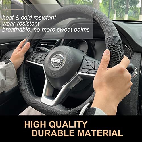 PINCTROT D Shaped Comfy Grip Steering Wheel Cover, Anti-Slip Design, Flat Bottom 14.5-15 Inch(Silicone Black) - color: 1.Black, size: D Shaped/Flat Bottom[14 1/2''-15'']