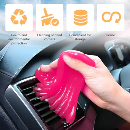 Car Cleaning Gel, Reusable Vehicle Air Vent Crevice Detailing Putty, Automotive Interior Detail Slime Cleaner Removal Tool Kit Accessories, Universal for SUV, Sedan, Truck (Red) - color: Red