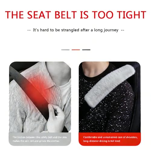 2 Pack Cozy Cover Car Seat Strap Pads and Seat Belt Cover Pad, Shoulder Cushion for Adults Kids, Grey