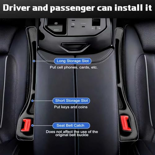 4PCS Car Seat Gap Filler Organizer, Universal Car Seat Gap Blocker with Storage Slot, Leak-Proof Seat Gap Plug for Car SUV Truck, Automotive Interior Accessories, Black