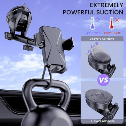 GUWEZ Universal Car Vent Phone Mount: 360° Swivel Holder for Smartphones, Secure Hands-Free Cradle for Easy Navigation & Calls - style: Windshield/Dashboard/Vent-B