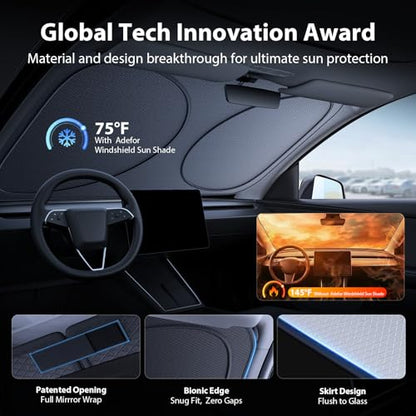 Upgraded Windshield Sun Shade for Ford E-Series E-150 E-250 E-350 [Nano Ice-Crystal Cooling, 99.9% Sun Protection] Foldable Sunshade with Storage Bag, Car Accessories, 2XL(75 x 37 in) - size: 2XL | 75"L x 37"W
