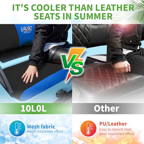 10L0L Golf Cart Seat Covers for Yamaha G29 Drive2 Club Car Precedent Tempo, Breathable Mesh Bench Seat Cover, No Drilling Front Seat Cushion, All-Season Comfort Gray Black - color: Black and Blue