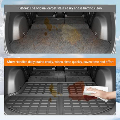 powoq Cargo Mat Compatible with 2013 2014 2015 2016 2017 2018 Toyota RAV4 Cargo Liner Backrest Mat TPE All Weather Replacement for Toyota RAV4 Accessories (Trunk Mat+Backrest Mats) - size: Compatible With Toyota Rav4 | 2013-2018