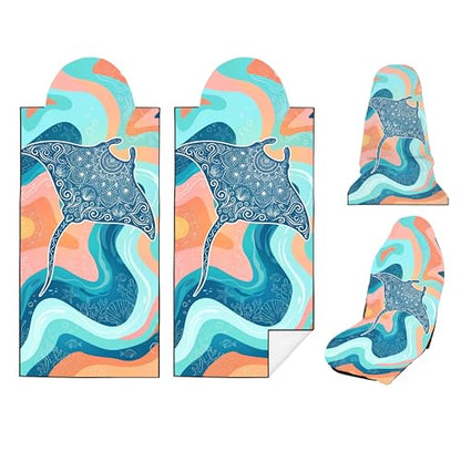 2 Pack Car Seat Towel Covers, Sweat-Proof Microfiber Seat Protectors for Gym, Running, Beach & Workout, Breathable Quick-Dry, Machine Washable, Pastel Manta Ray Print, Universal Fit - color: Pastel Manta Ray