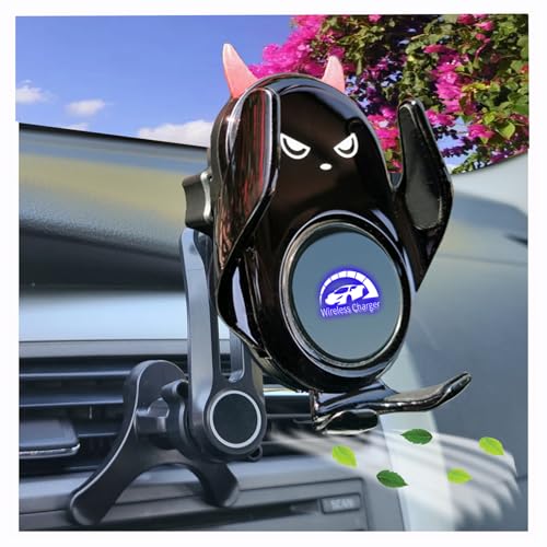 Car Phone Holder Mount Wireless Charging Auto Clamping with Rotatable Vent Clip Cute Demon for iPhone Samsung Galaxy Andriod Phone - style: Dark demond