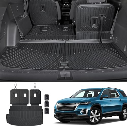 Cargo Mat Backrest Mats for 2018-2022 2023 Chevrolet Chevy Traverse Car Mat Accessories, All Weather TPE Cargo Liner Trunk Mat (18-23 7/8 Seats-3rd Row Backrest Mats&Cargo Mat) - style: 18-23 7/8 Seats-3rd Row Backrest Mats&Cargo Mat