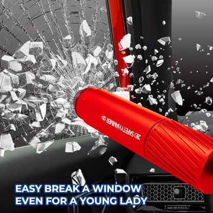2 Pack Car Safety Hammer Car Window Breaker Seatbelt Cutter Emergency Escape Tool Car Glass Breaker for Land and Underwater Life-Saving Car Safety Kit Essentials Car Accessories(Black+Red) - color: Black+Red
