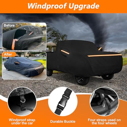 Car Cover for Chevrolet C10 C20 K10 K20 Short Bed 1960-1991, All Weather Waterproof 420D Oxford Cloth with Cotton Lining, Outdoor Car Cover with Windproof Straps, Heavy Duty Sun Rain Snow Protection - size: for Chevy C/K 1960-1991