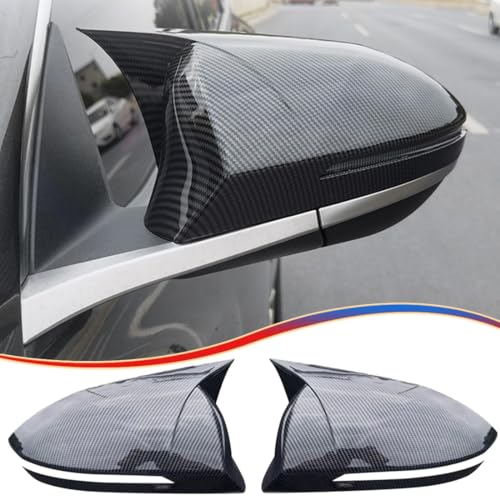 MUXEE 2PCS New Sports Rear Mirror Cover Caps for Hyundai Tucson 2022 2023 2024 2025 ABS Side Door Wing Mirror Cap Covers Exterior car Accessories -Carbon Fibe（Suitable for Models with Turn Signals - color: carbon fiber