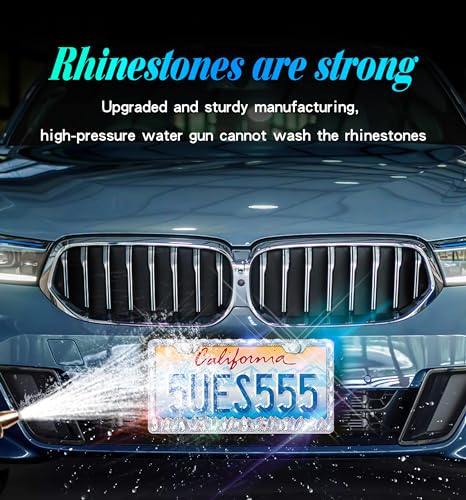 Rhinestone License Plate Frames 1 Pack Sparkly Glitter Bedazzled License Plate Frame Bling License Plate Holder Cover - High End Gift Box Packaging Bling Car Accessories for Women - color: CPJ-03-white-1pack
