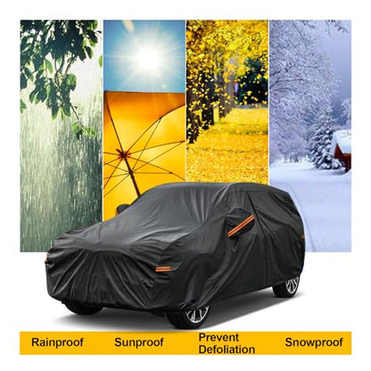Kayme SUV Car Cover Waterproof All Weather with Lock and Zipper, Outdoor Sun Uv Rain Protection, Fit Audi q3, BMW X1, Honda hrv, Hyundai Tucson Etc (Up to 180 Inch) H11/Black - color: Black, size: H11 Fit SUV Jeep, Length (Up to 180 Inch)