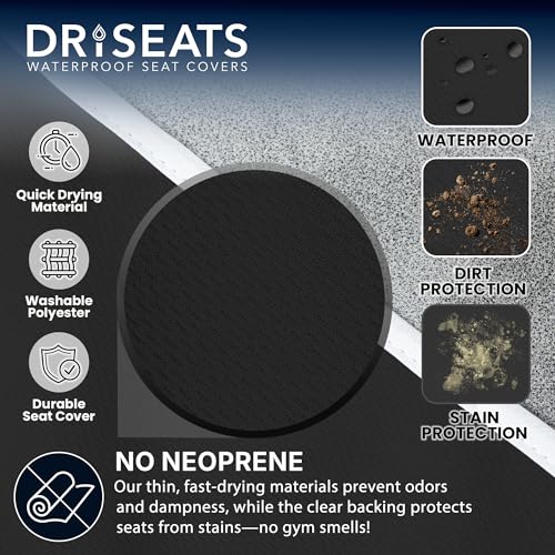 Dri Seats Waterproof Car Seat Cover – Premium Sweat Towel with Slip Resistant Backing for Front Seats in Cars, Trucks, SUVs – Universal Seat Covers & Liner, Easy Install (Black, Large) - color: Black, size: Large