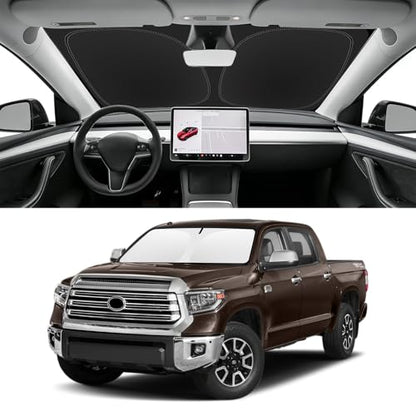 Custom Fit Windshield Sun Shade for Toyota Tundra 2007-2026, Blocks UV & Heat, Front Window Sunshade Accessories, Easy Fold & Store Keep Your Car Cooler - size: for 2007-2026 Toyota Tundra