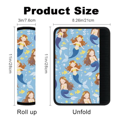 2Pcs Soft Auto Seat Belt Cover Pad Cartoon Mermaid Colorful Car Seatbelt Shoulder Cushion for Comfortable Driving, Compatible with All Cars' Seatbelt and Backpack Straps - color: Mermaid